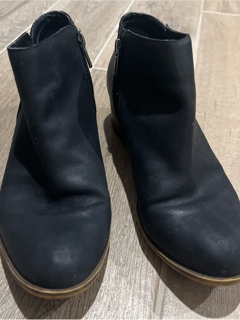 Lucky Brand Black Leather Ankle Booties with Side Zip